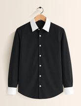 Black Color Contrast Mens Full Sleeves Shirt - XPST