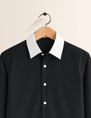 Black Color Contrast Mens Full Sleeves Shirt - XPST