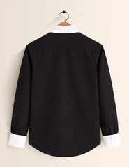 Black Color Contrast Mens Full Sleeves Shirt - XPST