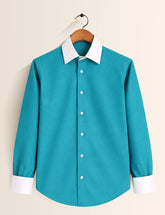 English Color Contrast Mens Full Sleeves Shirt - XPST