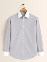 Light Grey Color Contrast Mens Full Sleeves Shirt - XPST