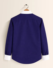Navy Color Contrast Mens Full Sleeves Shirt - XPST