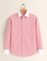 Pink Color Contrast Mens Full Sleeves Shirt - XPST