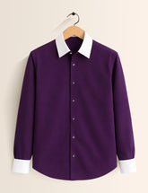 Purple Color Contrast Mens Full Sleeves Shirt - XPST