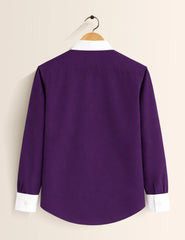 Purple Color Contrast Mens Full Sleeves Shirt - XPST