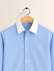 Sky Blue Color Contrast Mens Full Sleeves Shirt - XPST