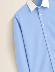 Sky Blue Color Contrast Mens Full Sleeves Shirt - XPST