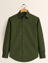 Bottle Green Color Plain Mens Full Sleeves Shirt - XPST