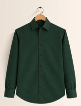 Dark Green Color Plain Mens Full Sleeves Shirt - XPST