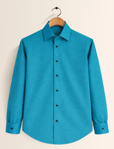 English Green Color Plain Mens Full Sleeves Shirt - XPST