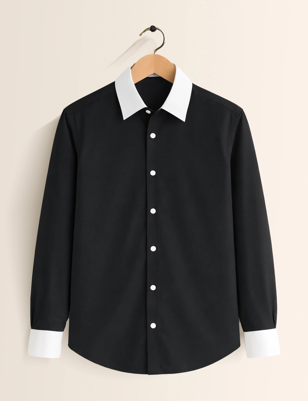 Black Color Contrast Mens Full Sleeves Shirt - XPST