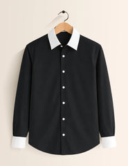 Black Color Contrast Mens Full Sleeves Shirt - XPST