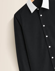 Black Color Contrast Mens Full Sleeves Shirt - XPST