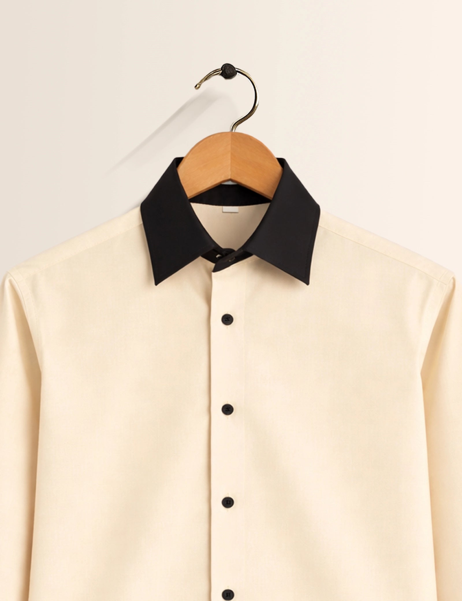 Cream Color Contrast Mens Full Sleeves Shirt - XPST