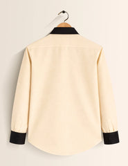 Cream Color Contrast Mens Full Sleeves Shirt - XPST