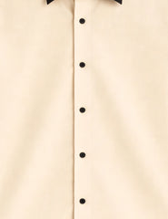 Cream Color Contrast Mens Full Sleeves Shirt - XPST