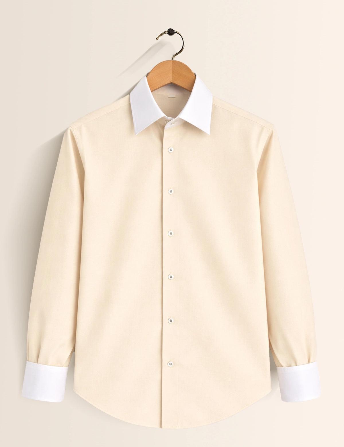 Cream White Color Contrast Mens Full Sleeves Shirt - XPST