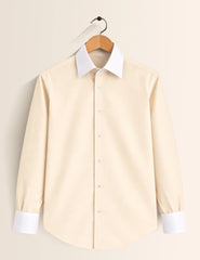 Cream White Color Contrast Mens Full Sleeves Shirt - XPST