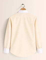 Cream White Color Contrast Mens Full Sleeves Shirt - XPST