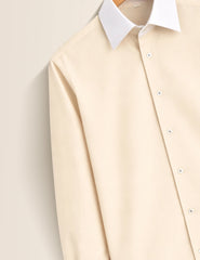 Cream White Color Contrast Mens Full Sleeves Shirt - XPST