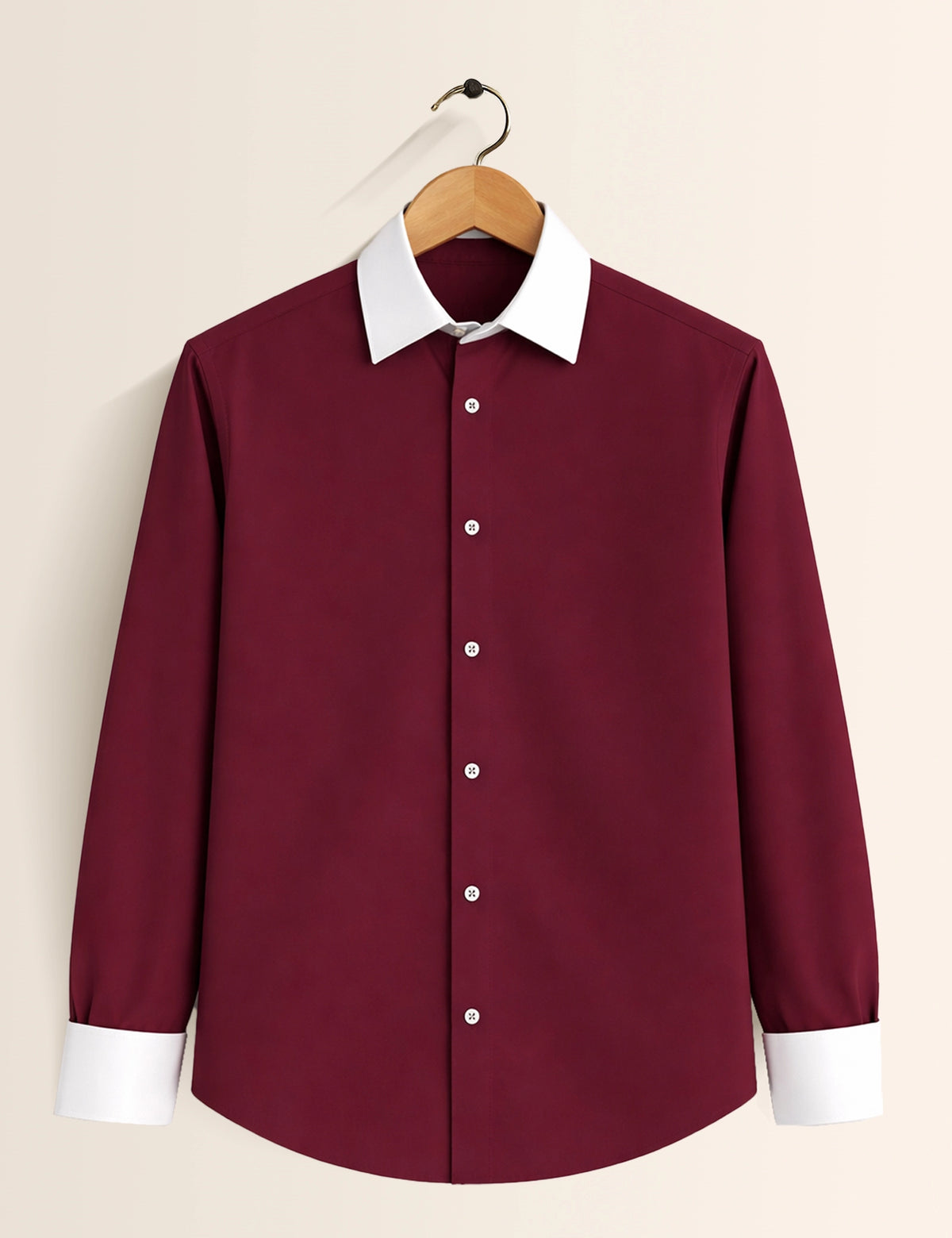 Maroon Color Contrast Mens Full Sleeves Shirt - XPST