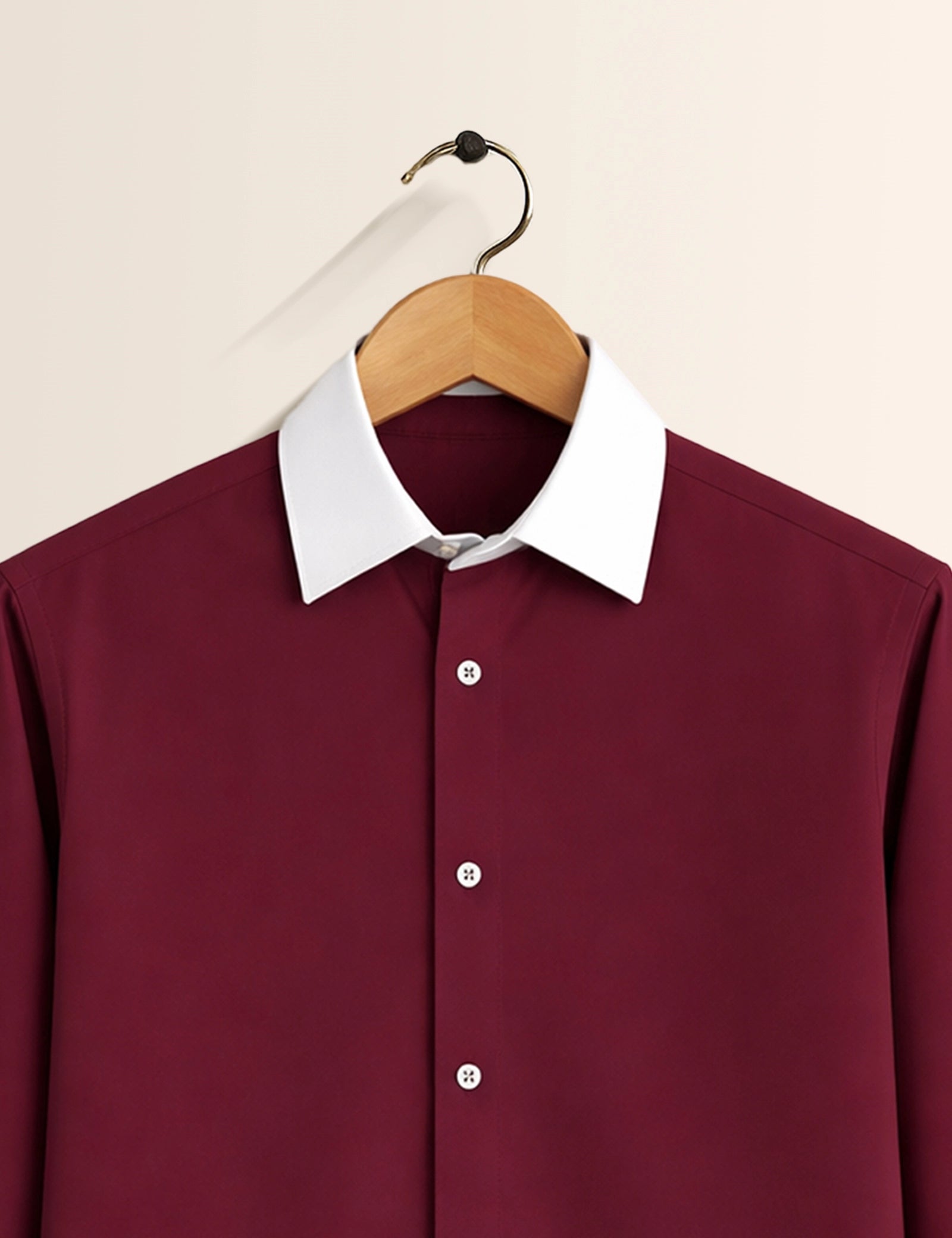 Maroon Color Contrast Mens Full Sleeves Shirt - XPST
