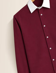 Maroon Color Contrast Mens Full Sleeves Shirt - XPST