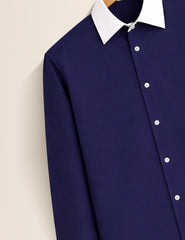 Navy Color Contrast Mens Full Sleeves Shirt - XPST