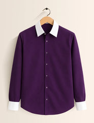 Purple Color Contrast Mens Full Sleeves Shirt - XPST