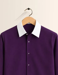 Purple Color Contrast Mens Full Sleeves Shirt - XPST