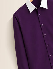Purple Color Contrast Mens Full Sleeves Shirt - XPST
