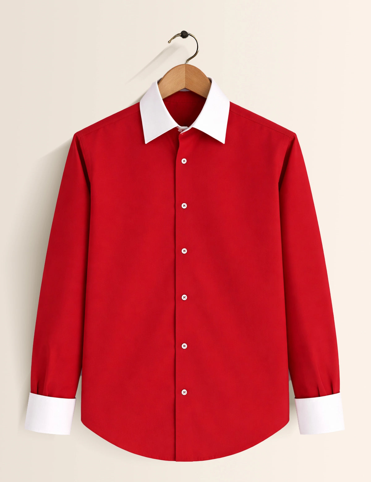 Red Color Contrast Mens Full Sleeves Shirt - XPST