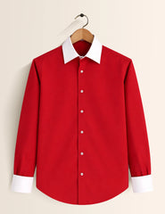 Red Color Contrast Mens Full Sleeves Shirt - XPST