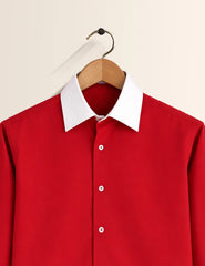 Red Color Contrast Mens Full Sleeves Shirt - XPST