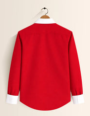 Red Color Contrast Mens Full Sleeves Shirt - XPST