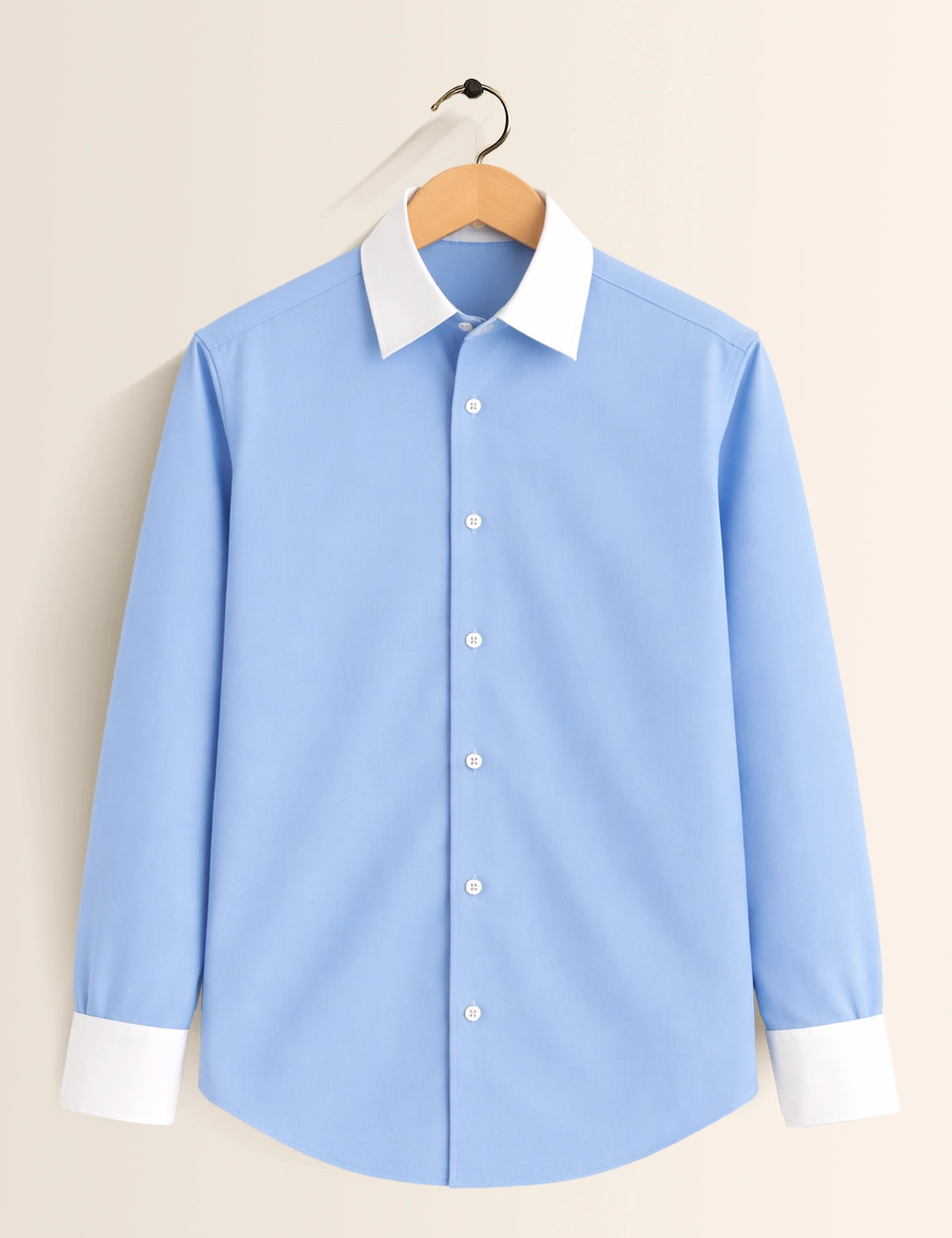 Sky Blue Color Contrast Mens Full Sleeves Shirt - XPST