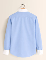 Sky Blue Color Contrast Mens Full Sleeves Shirt - XPST