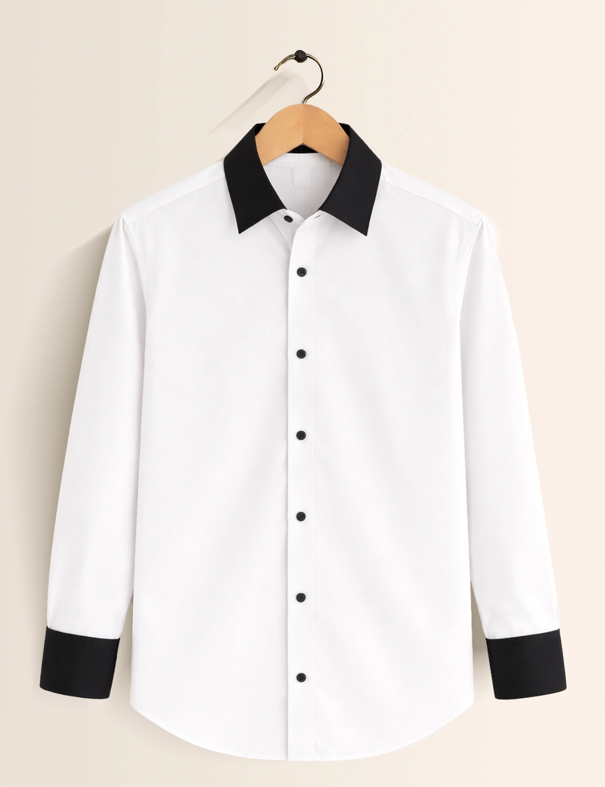 White Color Contrast Mens Full Sleeves Shirt - XPST