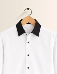 White Color Contrast Mens Full Sleeves Shirt - XPST