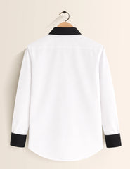 White Color Contrast Mens Full Sleeves Shirt - XPST